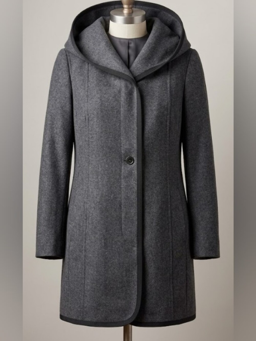 Wilfred Wool & Cashmere Charcoal Hooded "Borda"  Coat (Sz M) Quiet Luxury